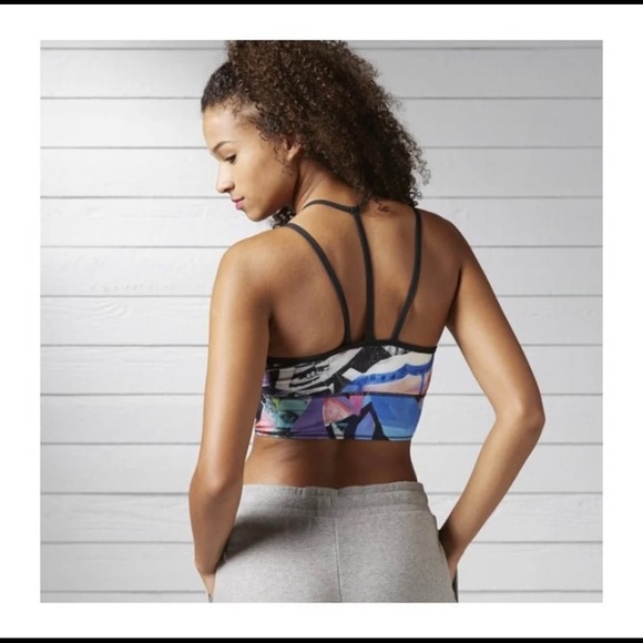 Reebok Multi Color Racerback Sports Bra Medium - Picture 3 of 9